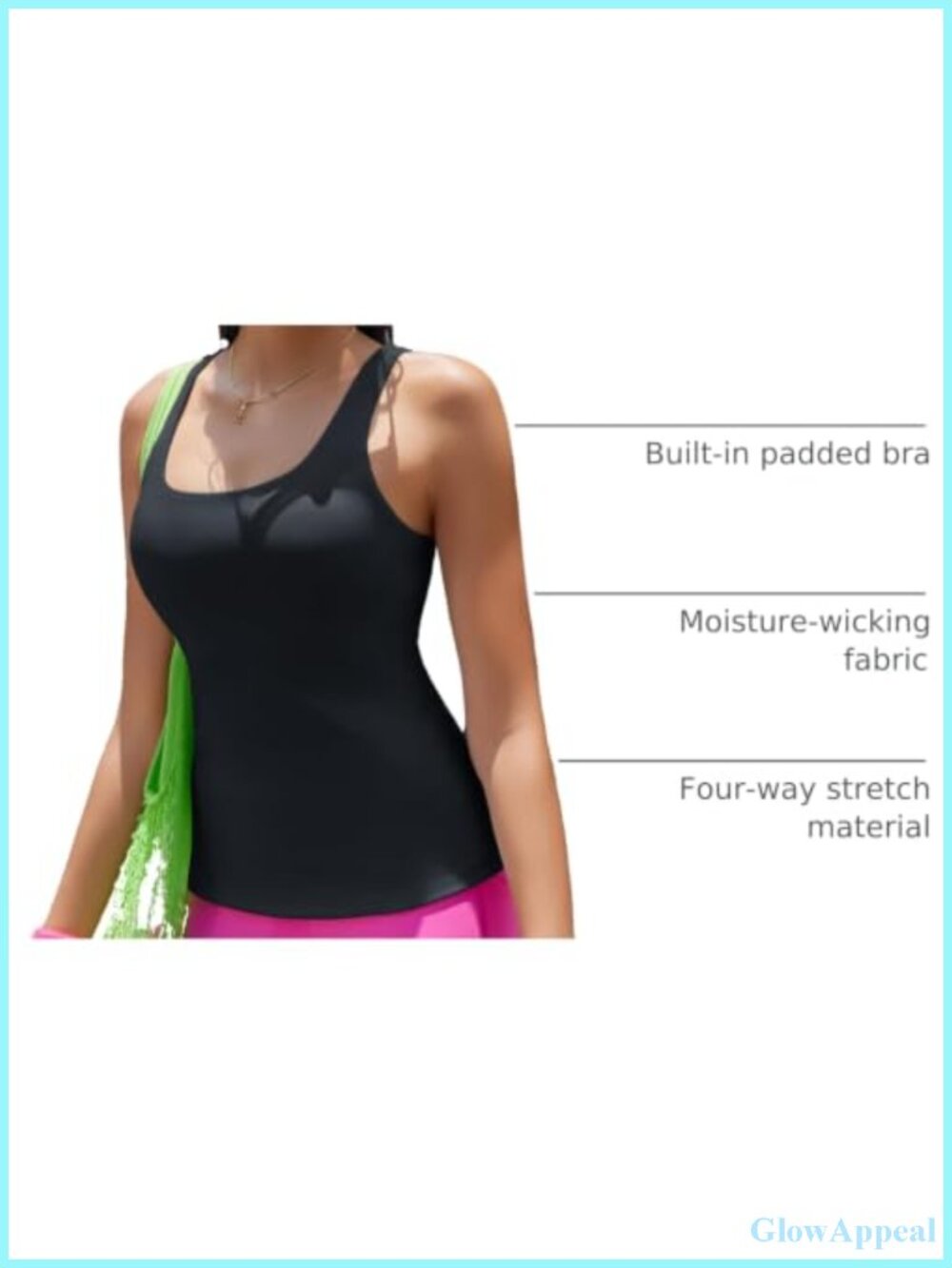 RUNNING GIRL Women's Workout Tank Top with Built-in Bra Strappy Back Yoga Crop - Picture 3 of 6